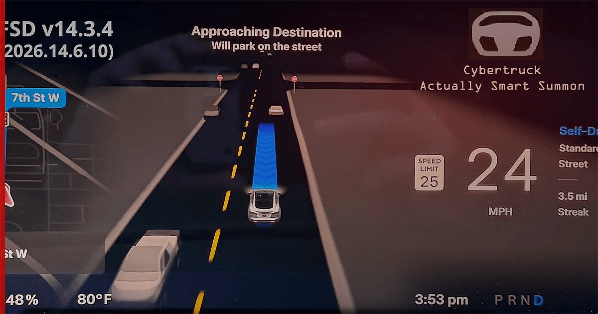 FSD v14.3.4 : le Cybertruck reçoit l'Actually Smart Summon